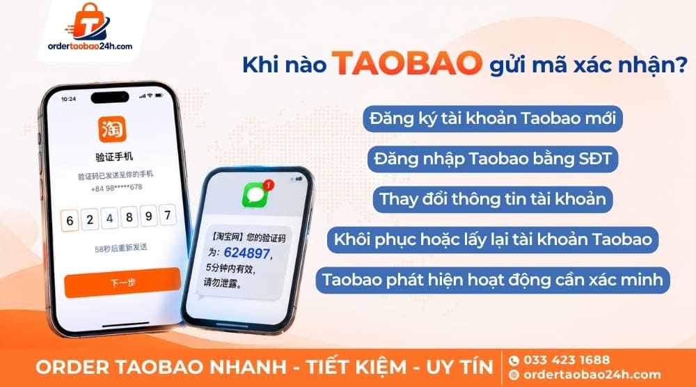 Các trường hơp Taobao gửi mã xác nhận