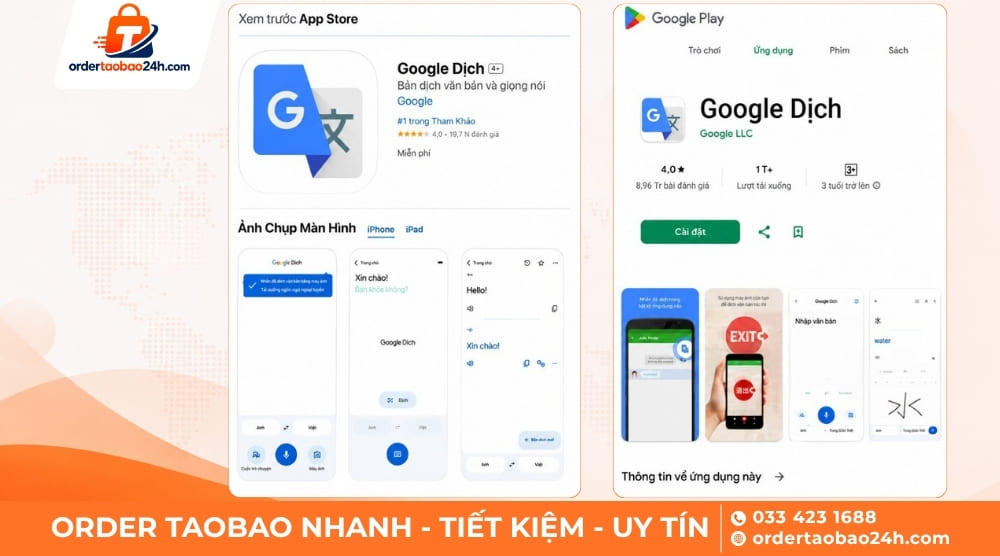 Cài đặt app Google Translate trên điện thoại dịch Taobao