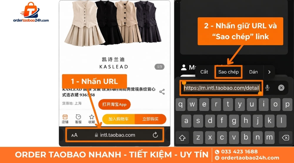 Copy gửi link order Taobao cho đơn vị mua hộ