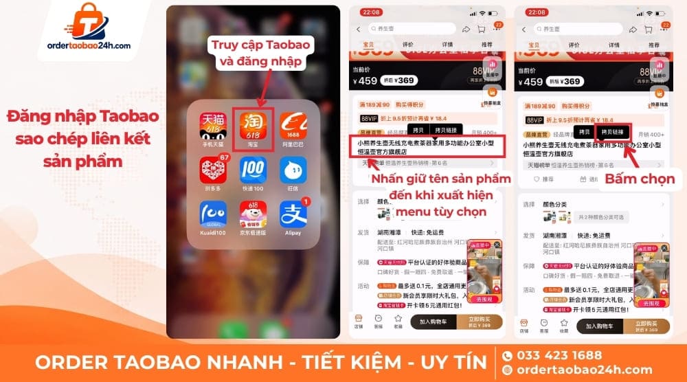 Copy link sản phẩm Taobao muốn tải video