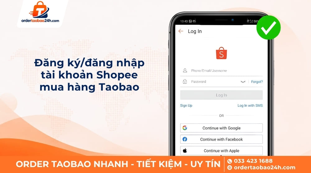 Đăng nhập tài khoản Shopee mua hàng Taobao