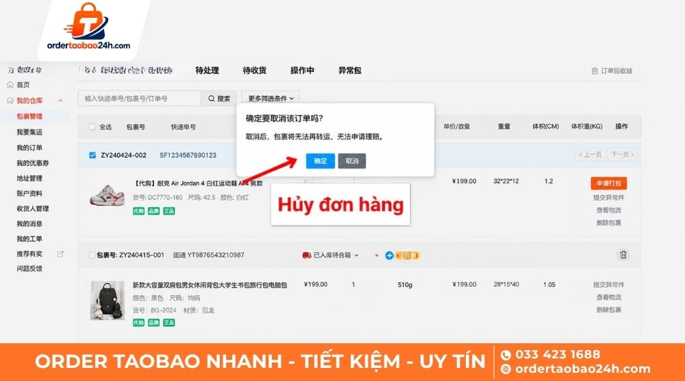 Không tạo đơn ảo Taobao khiến tài khoản bị đóng băng
