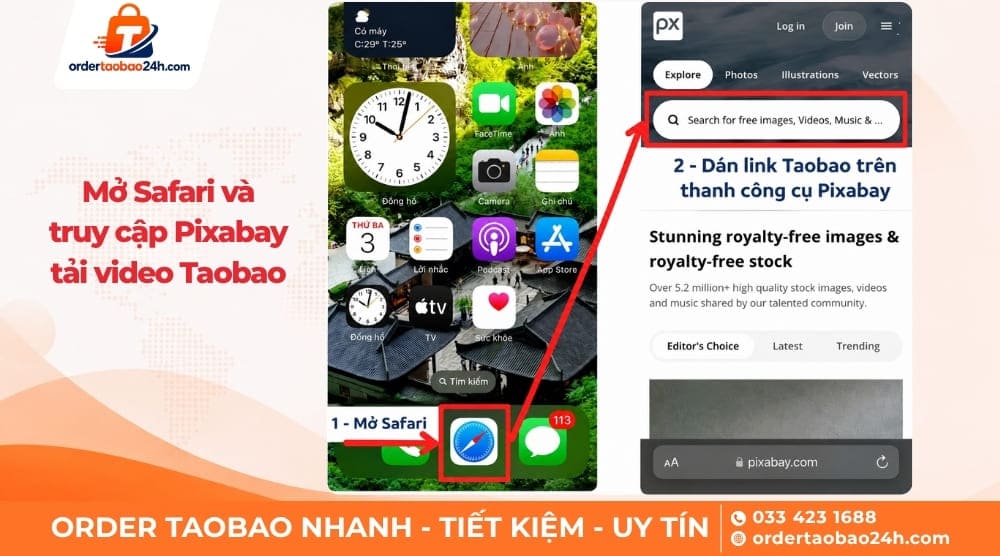Mở công cụ tải video Taobao trên Safari