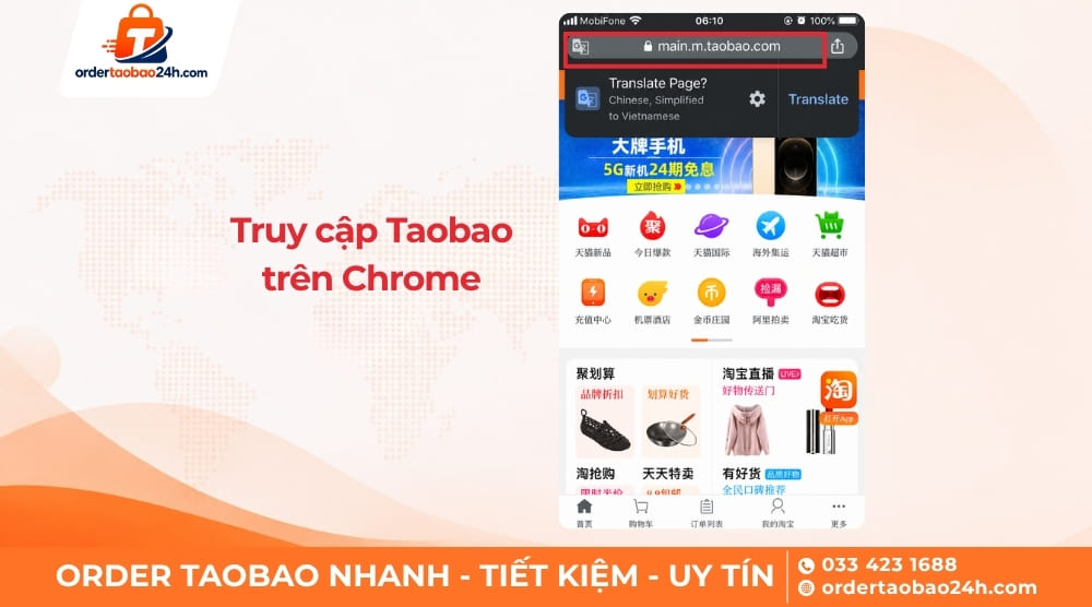 Mở Taobao bằng Chrome