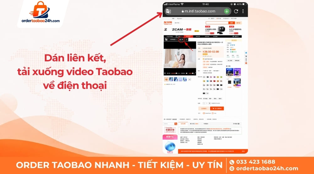 Mở video Taobao trong tab mới