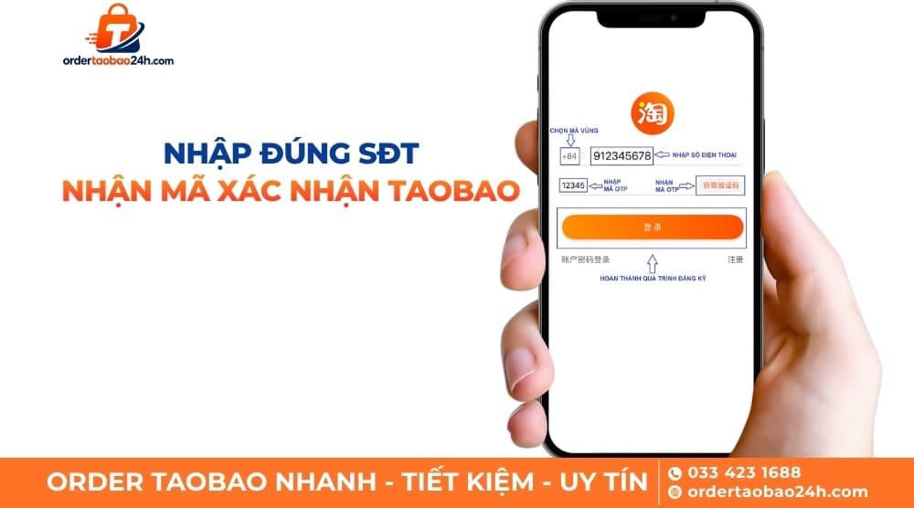 Nhập chính xác số điện thoại nhận mã xác nhận Taobao