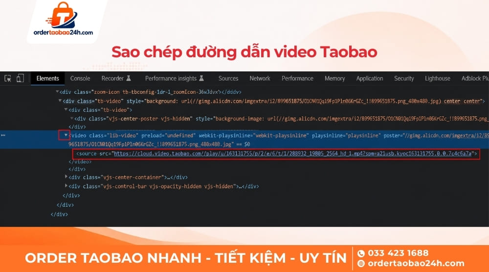 Sao chép đường dẫn video trên Taobao