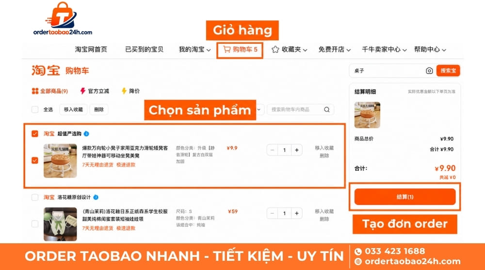 Tạo đơn đặt hàng Taobao