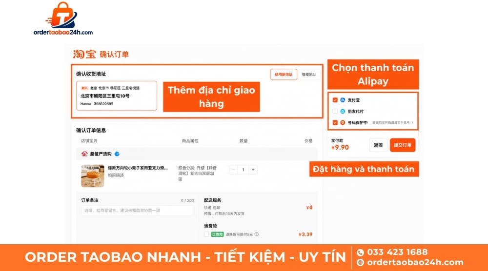 Thanh toán đơn hàng mua trên Taobao