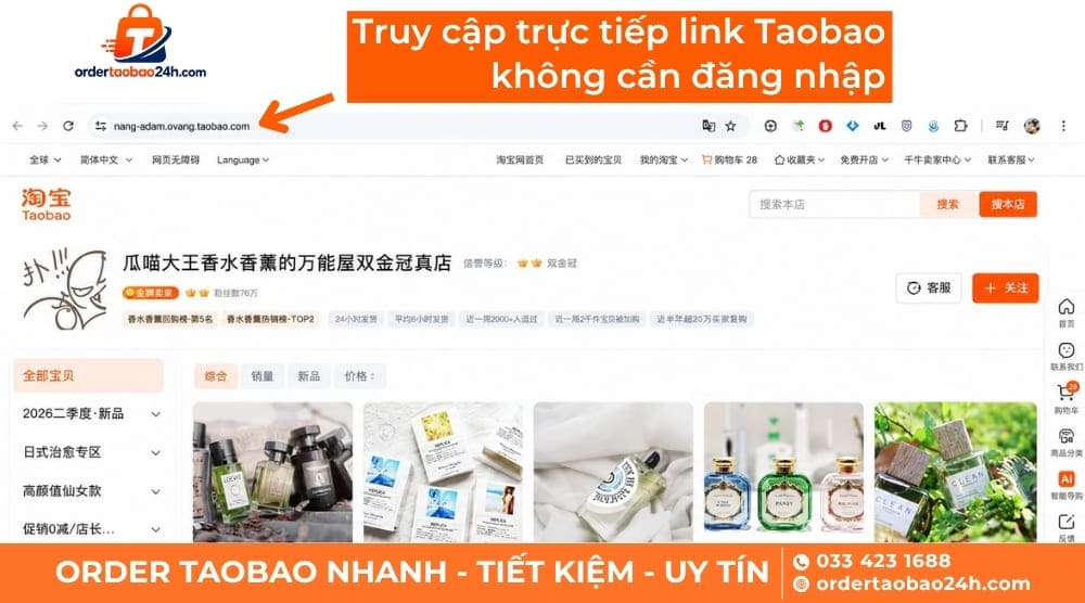 Truy cập trực tiếp link Taobao không phải đăng nhập