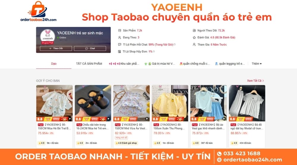YAOEENH - Mua quần áo trẻ em Taobao qua Shopee