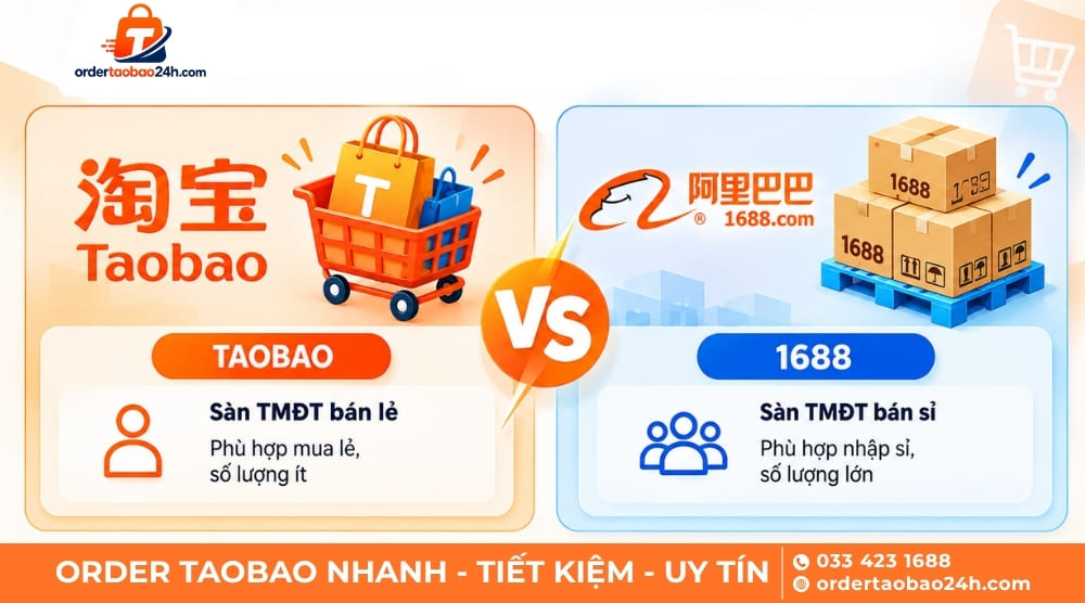 Taobao thích hợp mua lẻ và 1688 hợp mua sỉ