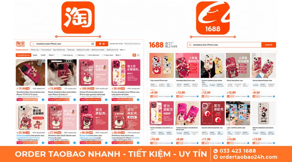 So sánh giá giữa nhiều shop khi order Taobao và 1688